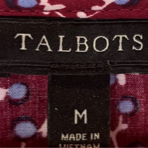 Talbots Maroon Floral Wrap Blouse - Picture 2 of 6